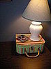 The lamp I was using sat a little low so I propped it up on this cardboard suitcase I found at Michael's.